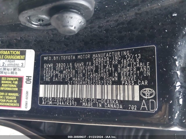 Toyota Corolla S Plus 2014 2T1BURHE6EC087028 Image 9
