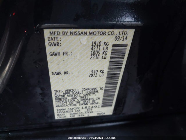 Nissan Altima 2.5 S 2015 1N4AL3AP1FC182491 Image 9