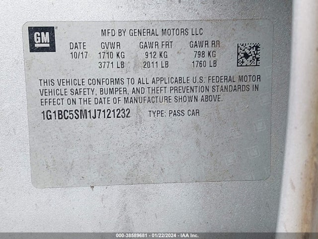 Chevrolet Cruze Ls Auto 2018 1G1BC5SM1J7121232 Image 9