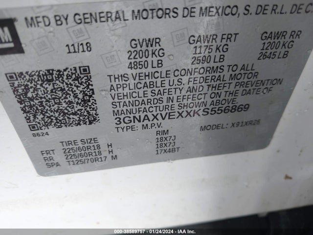 Chevrolet EQUINOX LT 2019 3GNAXVEXXKS556869 Image 9