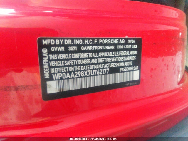 2007 PORSCHE CAYMAN WP0AA298X7U762177 Photo 8