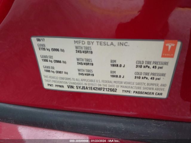 5YJSA1E42HF212662 Tesla Model S 100d/60d/75d/90d/p100d