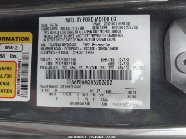 1FA6P8AM3H5202602 Ford Mustang V6