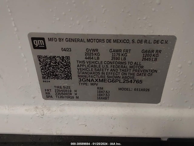 2023 CHEVROLET EQUINOX FWD RS VIN: 3GNAXMEG6PL254765