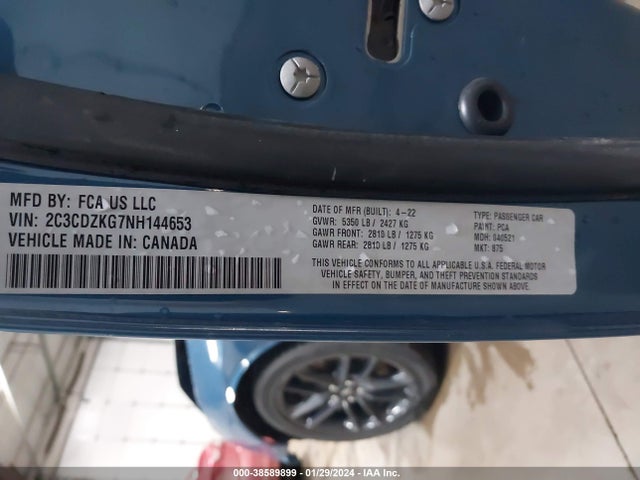 Dodge Challenger Gt Awd 2022 2C3CDZKG7NH144653 Image 9