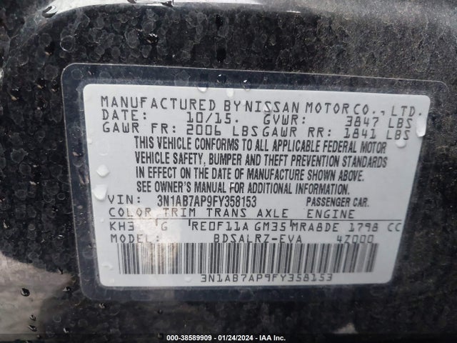 Nissan SENTRA SR 2015 3N1AB7AP9FY358153 Image 9