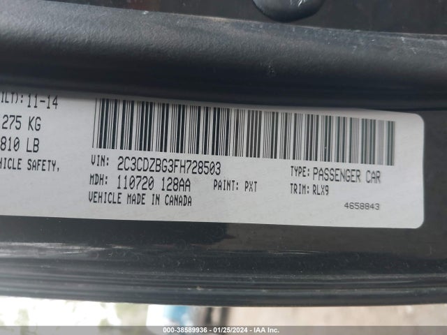 Dodge Challenger Sxt Plus Or R/t Plus 2015 2C3CDZBG3FH728503 Image 9