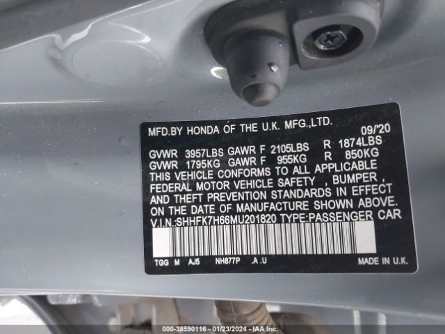 SHHFK7H66MU201820 Honda CIVIC EX