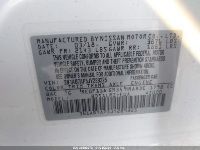 3N1AB7AP5JY289325 Nissan SENTRA SR