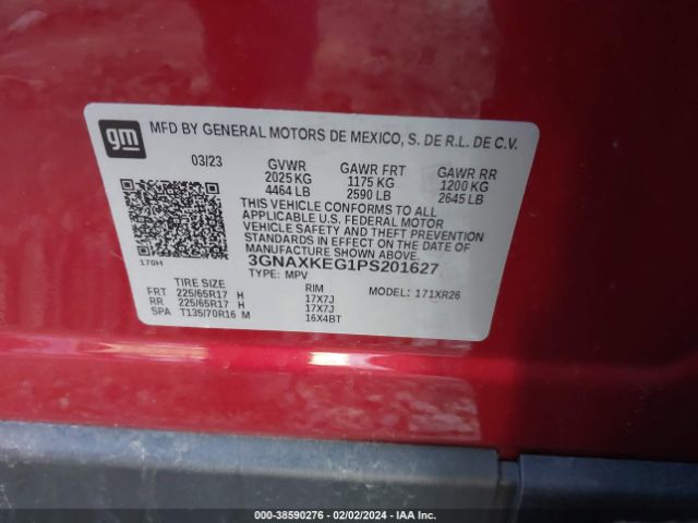 3GNAXKEG1PS201627 Chevrolet Equinox Fwd Lt