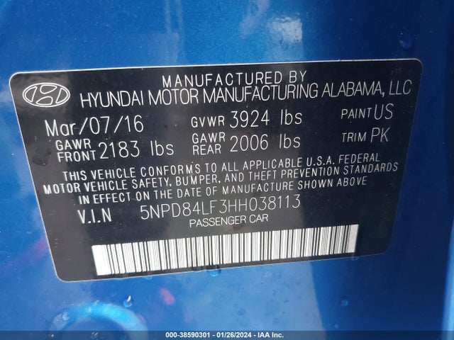 Hyundai ELANTRA SE 2017 5NPD84LF3HH038113 Image 9