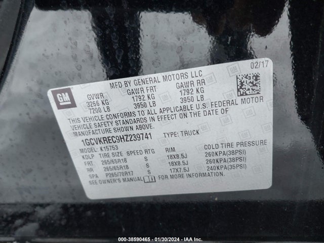 Chevrolet Silverado 1500 2lt 2017 1GCVKREC9HZ239741 Image 9