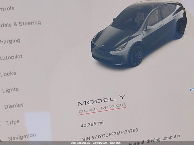 5YJYGDEF3MF134768 Tesla Model Y Performance Dual Motor All-wheel Drive