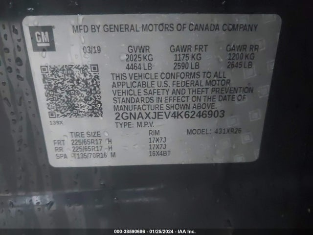 Chevrolet EQUINOX LT 2019 2GNAXJEV4K6246903 Image 9