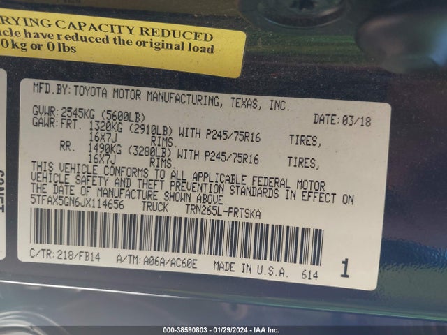 Toyota Tacoma Sr 2018 5TFAX5GN6JX114656 Image 9
