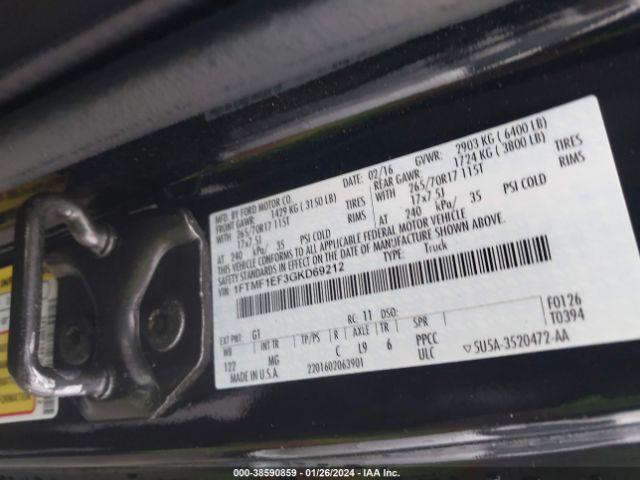 1FTMF1EF3GKD69212 Ford F-150 Xlt