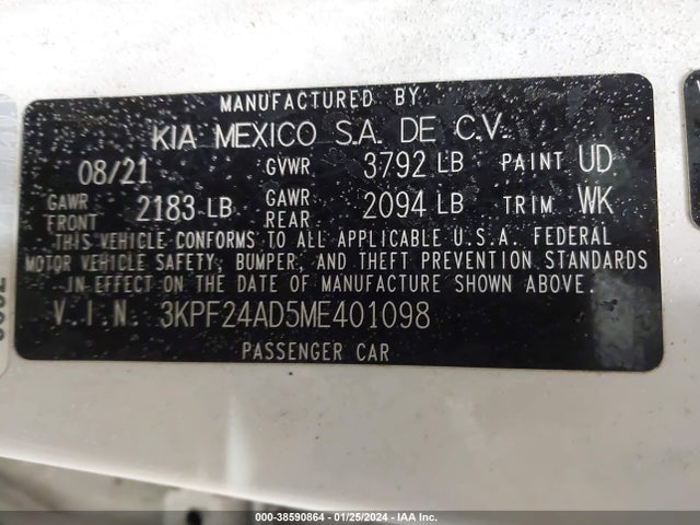KIA FORTE FE 2021 3KPF24AD5ME401098 Image 9
