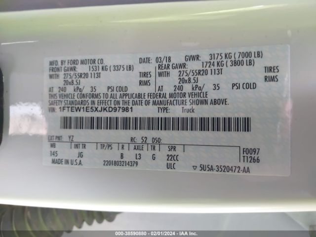 1FTEW1E5XJKD97981 Ford F-150 Xl