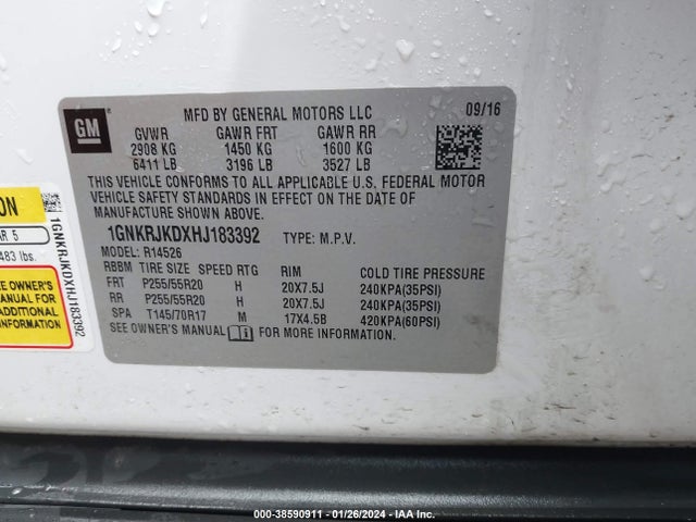 Chevrolet Traverse Premier 2017 1GNKRJKDXHJ183392 Image 9