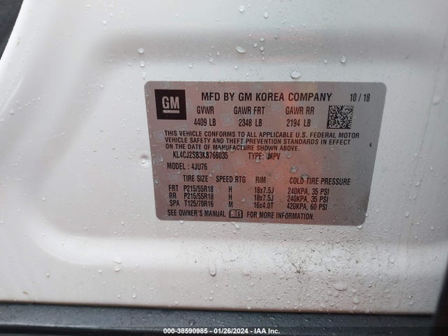 KL4CJ2SB3KB766035 Buick Encore Awd Sport Touring