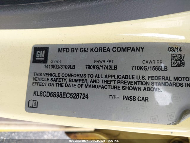 Chevrolet Spark 1lt Auto 2014 KL8CD6S98EC528724 Image 9