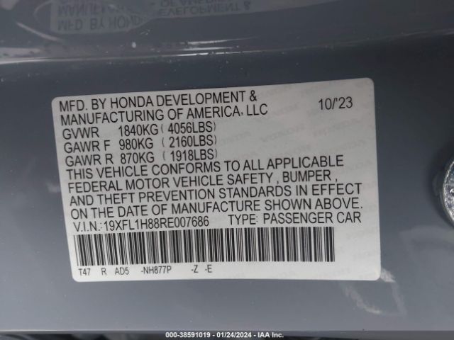 19XFL1H88RE007686 Honda Civic Sport Touring
