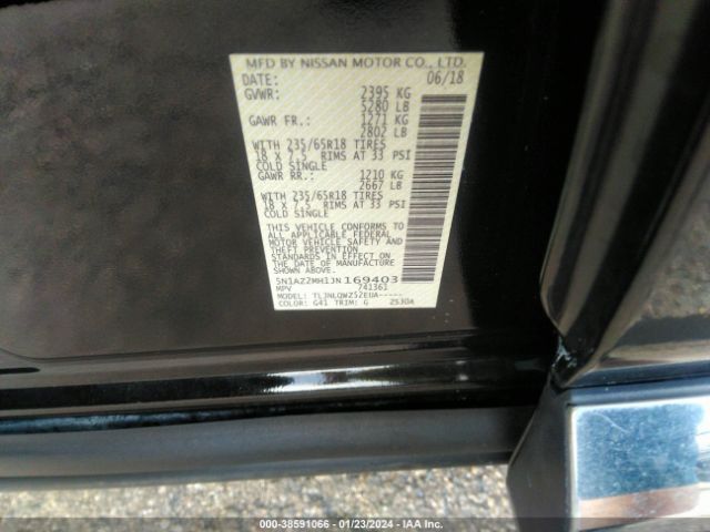 5N1AZ2MH1JN169403 Nissan MURANO SV