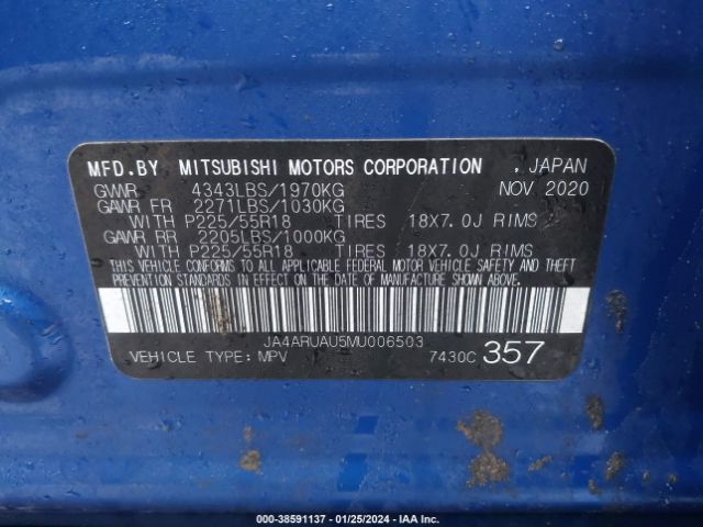 2021 MITSUBISHI OUTLANDER SPORT JA4ARUAU5MU006503 Photo 8