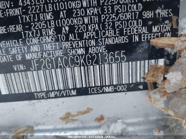 JF2GTACC9KG213655 Subaru Crosstrek 2.0i Premium