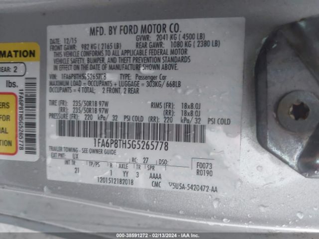 1FA6P8TH5G5265778 Ford Mustang Ecoboost
