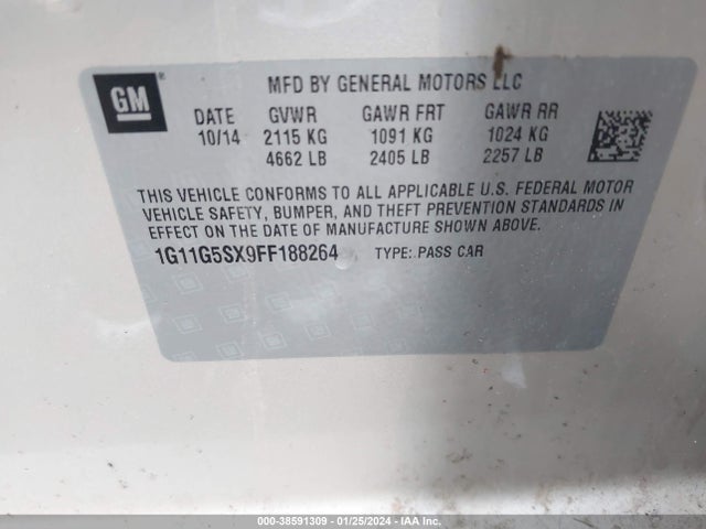 Chevrolet Malibu 2lz 2015 1G11G5SX9FF188264 Image 9