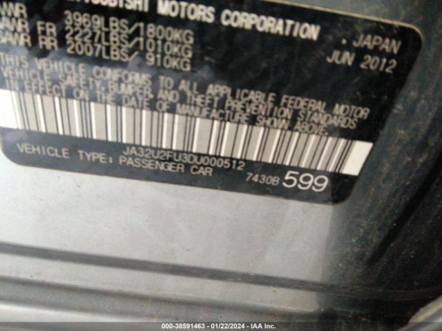 2013 MITSUBISHI LANCER JA32U2FU3DU000512 Photo 8