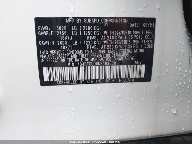 Subaru Outback Onyx Edition Xt 2022 4S4BTGLD0N3103038 Image 9