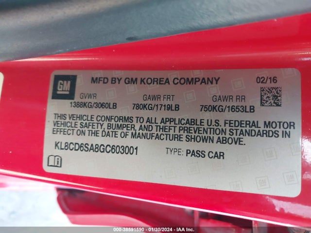 Chevrolet Spark 1lt Cvt 2016 KL8CD6SA8GC603001 Image 9