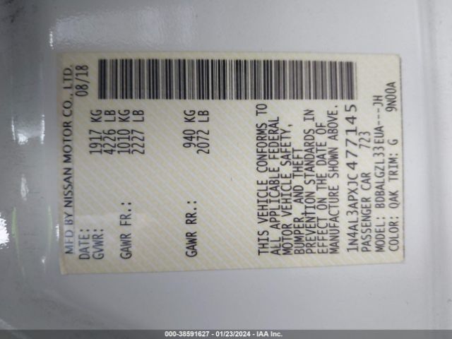 1N4AL3APXJC477145 Nissan Altima 2.5 S