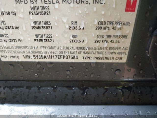 5YJSA1H17EFP37584 Tesla Model S P85