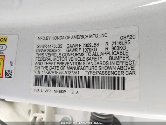 1HGCV1F36LA127261 Honda Accord Sport
