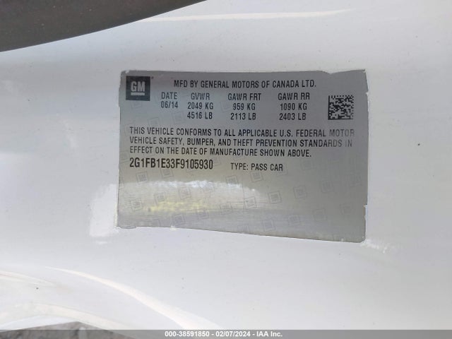 Chevrolet Camaro 2ls 2015 2G1FB1E33F9105930 Image 9