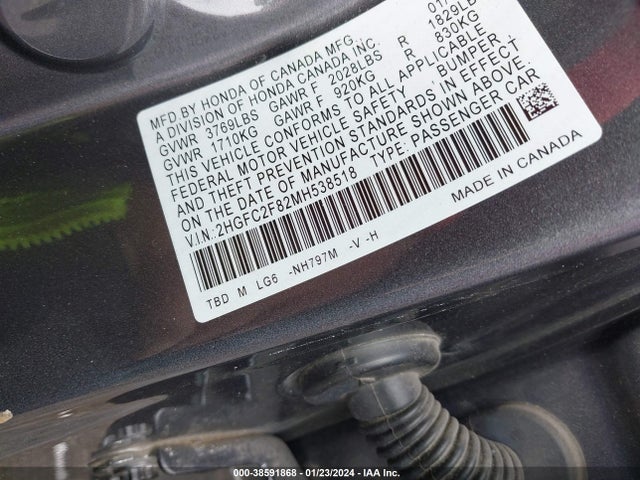 Honda Civic Sport 2021 2HGFC2F82MH538518 Image 9