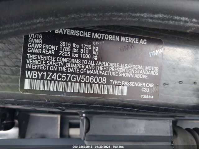 WBY1Z4C57GV506008 BMW I3 Base W/range Extender