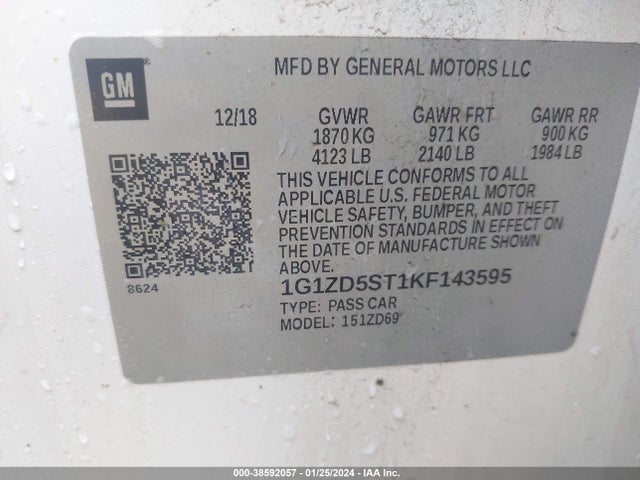 Chevrolet MALIBU LT 2019 1G1ZD5ST1KF143595 Image 9