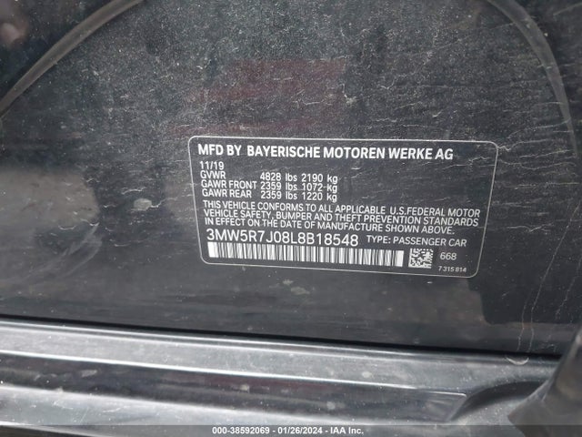BMW 330i Xdrive 2020 3MW5R7J08L8B18548 Image 9