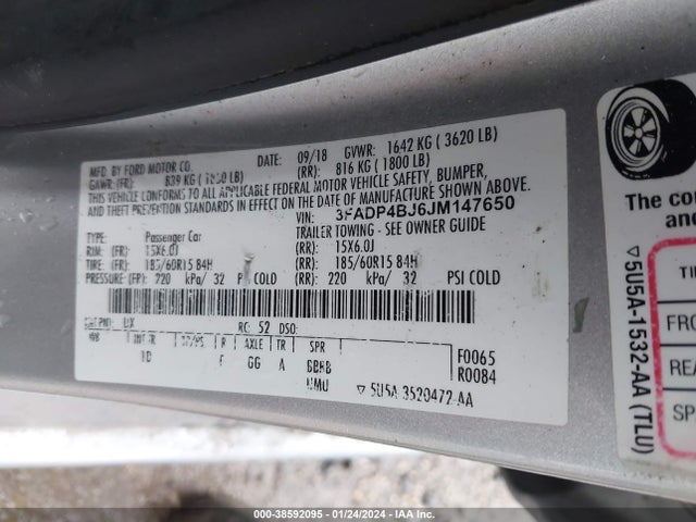 Ford FIESTA SE 2018 3FADP4BJ6JM147650 Image 9
