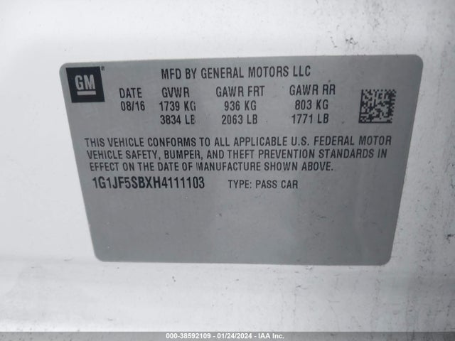 Chevrolet Sonic Premier Auto 2017 1G1JF5SBXH4111103 Image 9
