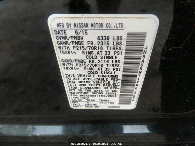Nissan Rogue Select S 2015 JN8AS5MT1FW670554 Image 9
