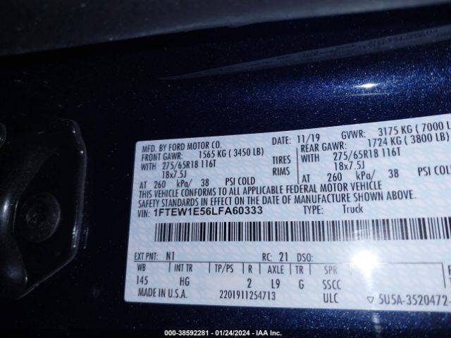 1FTEW1E56LFA60333 Ford F-150 Lariat
