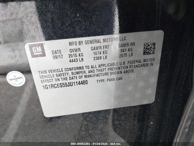 1G1RC6S59JU114480 Chevrolet VOLT LT