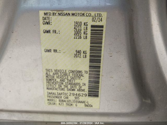 Nissan Altima 2.5 Sv 2014 1N4AL3AP7EC294629 Image 9