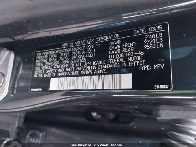 YV449MDKXF2743768 Volvo Xc60 T6