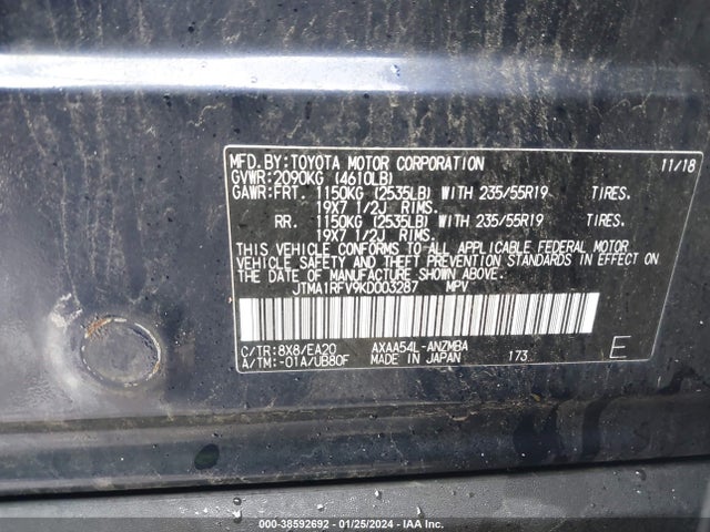 Toyota Rav4 Xle Premium 2019 JTMA1RFV9KD003287 Image 9